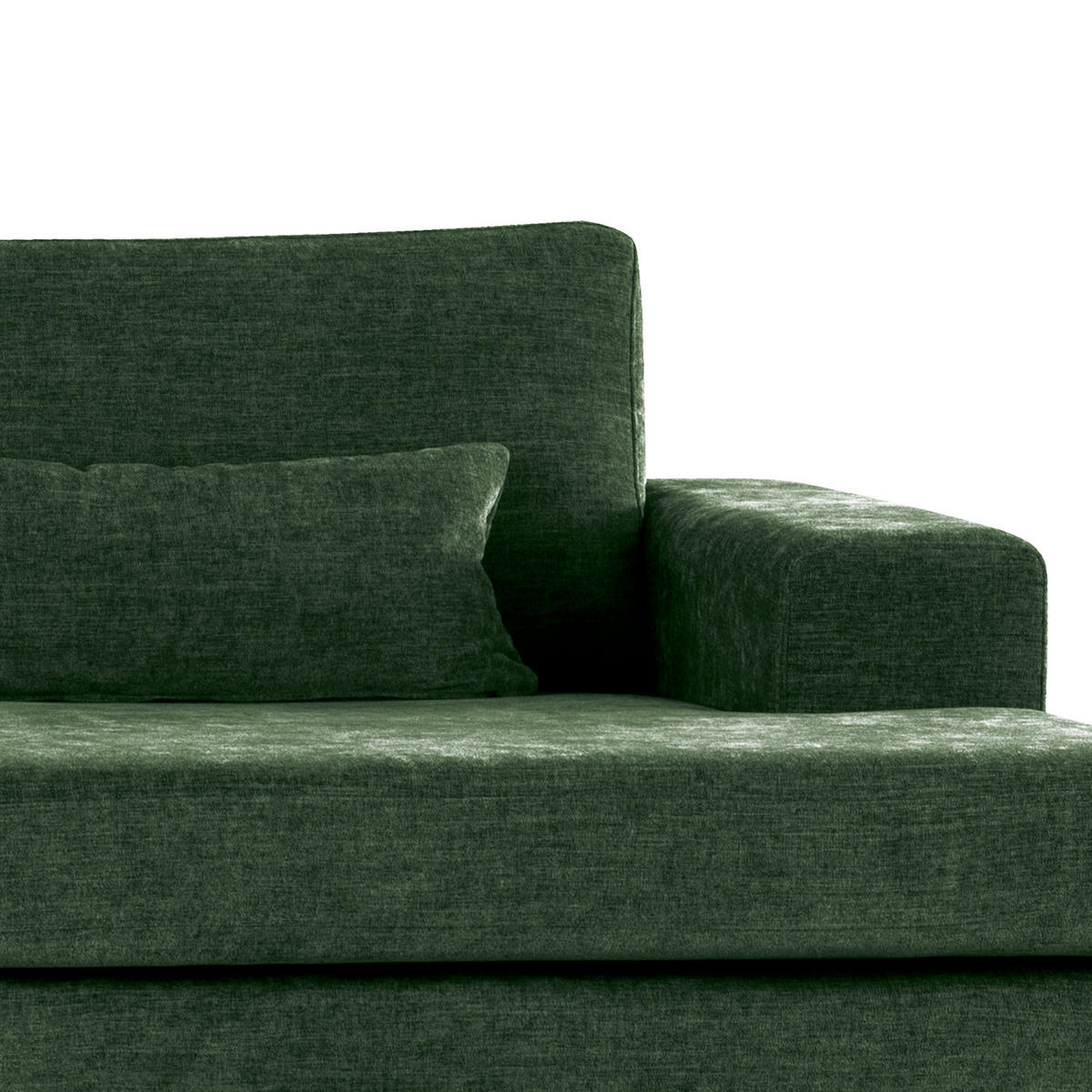 ECKSOFA mit Longchair - Dunkelgrün/Buchefarben, Buchenholz/Textil (281/153cm) - home24