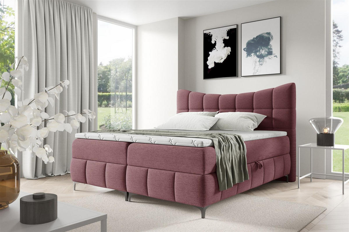 BOXBETT Charles Premi.. In Aragon - Rot, Holzwerkstoff/Textil (160/200cm) - Fun Möbel
