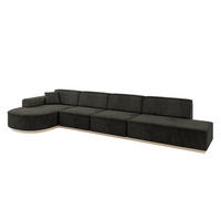 ECKSOFA Ottomane Links ARRIO-L3 - 413x171x83 cm Schwarz - Schwarz, Holzwerkstoff/Textil (413/171cm) - ALTDECOR