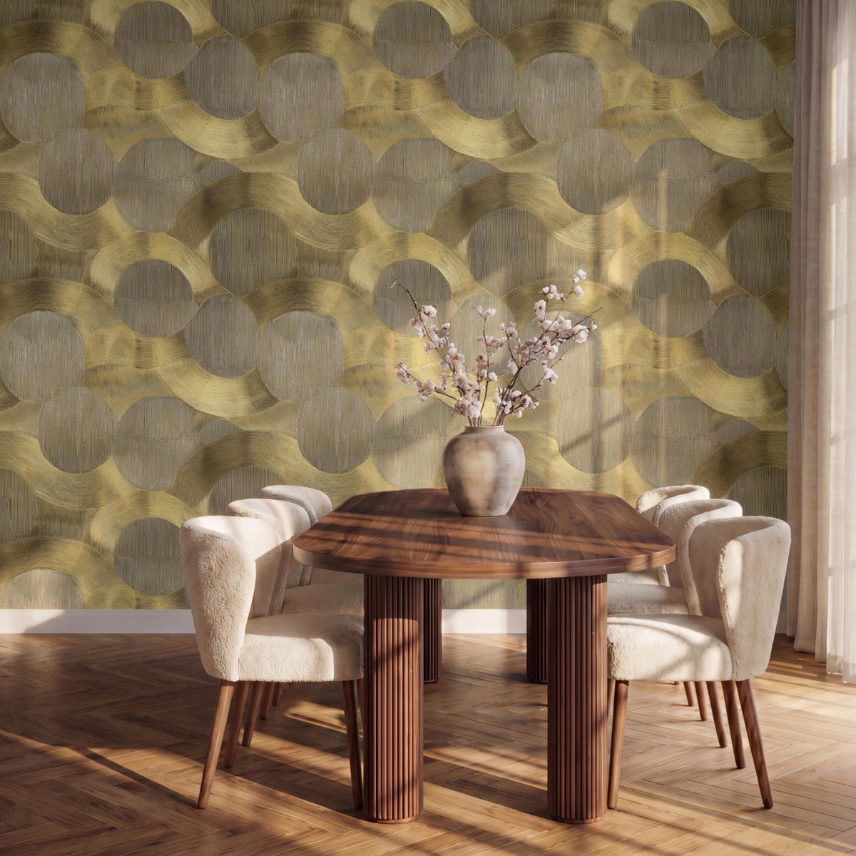 TAPETE - Modern - Geometrisch - Gold - 350x260 cm - Goldfarben, Papier (350/260cm) - OnlyWow