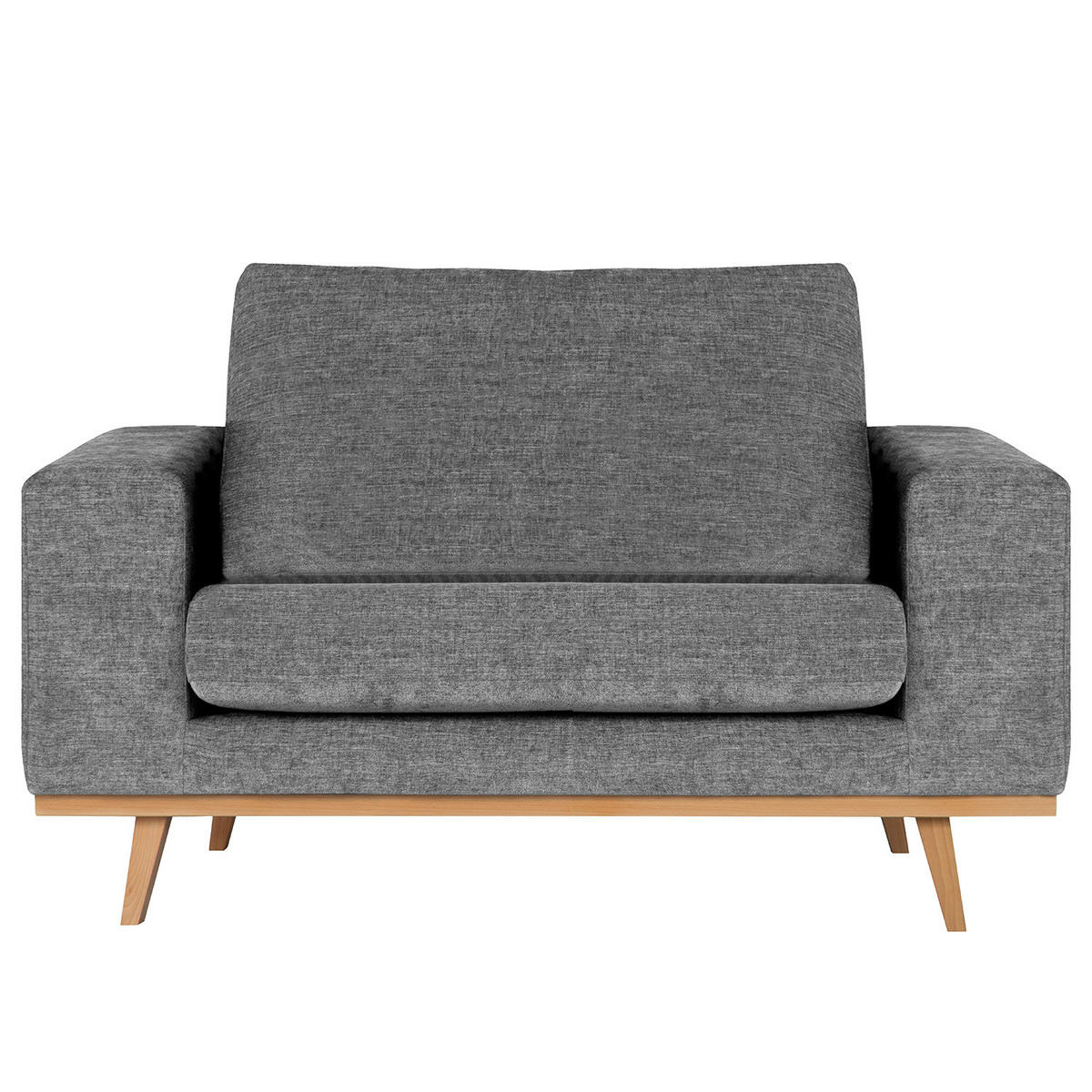 SESSEL - Dunkelgrau/Buchefarben, Buchenholz/Textil (122/81/88cm) - home24