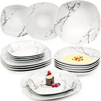 TAFELSERVICE BILGOLA MARMOR DESIGN - 18 teilig aus Porzellan - Weiß, Keramik (25/2.5/25cm) - Sänger