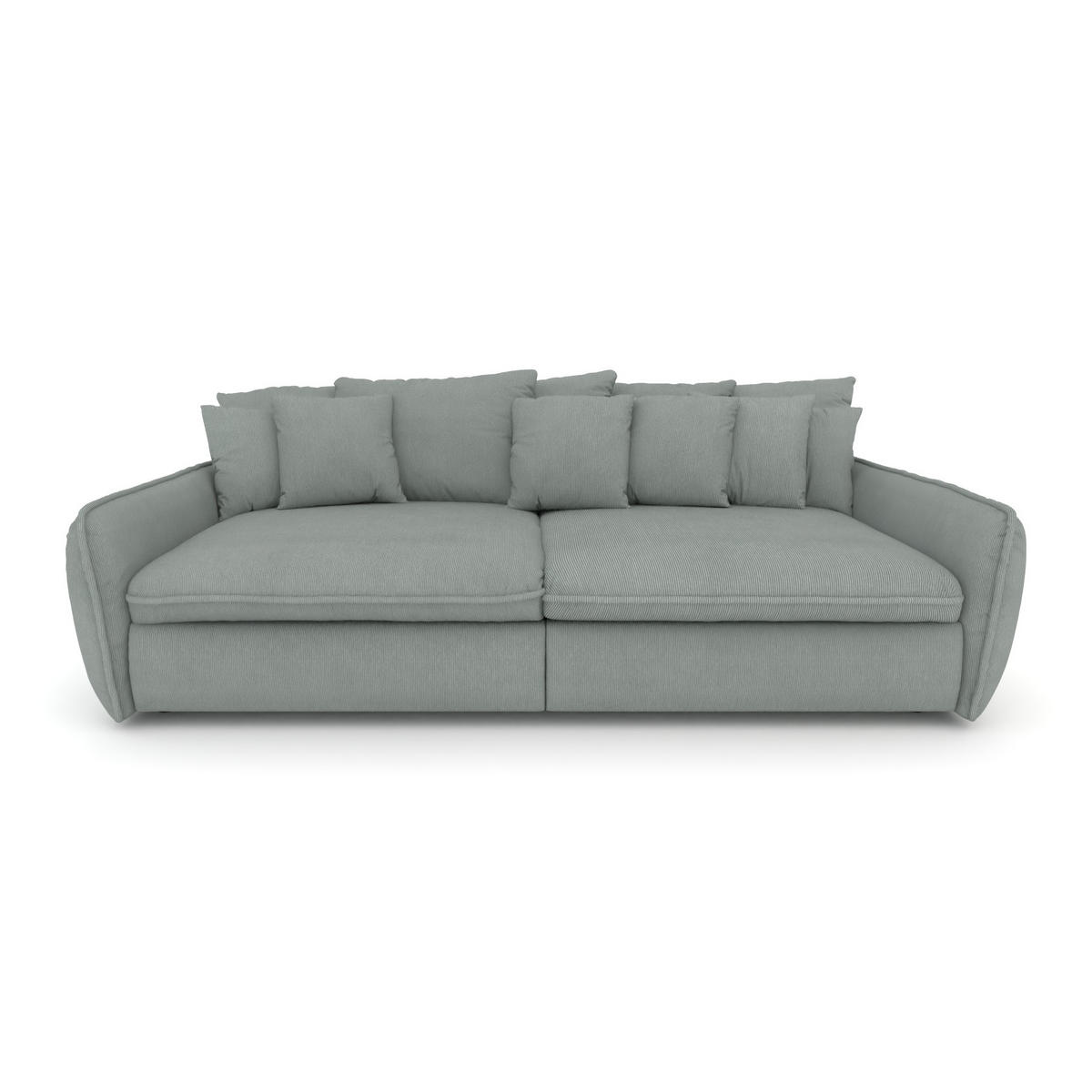 BIGSOFA Hereford Cord Graublau inkl. 11 Kissen 234/131/61 cm - Jadegrün, Kunststoff/Textil (234/61/131cm) - foamnova