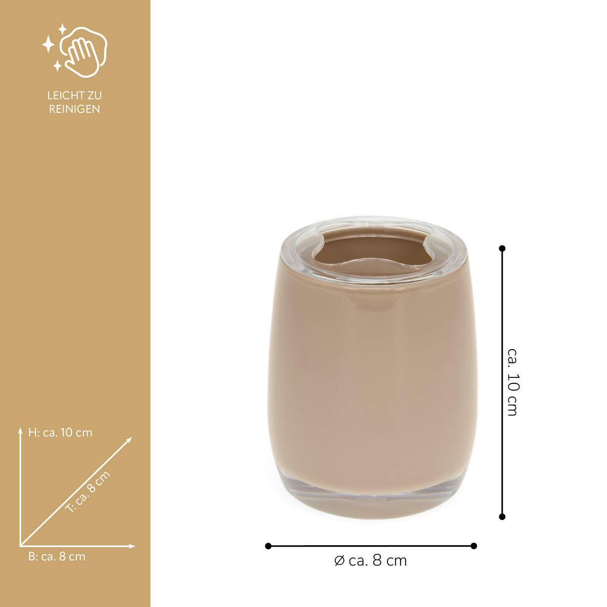 ZAHNBÜRSTENBEHÄLTER SAVONA, braun - Cappuccino, Kunststoff (8/10/8cm) - bremermann