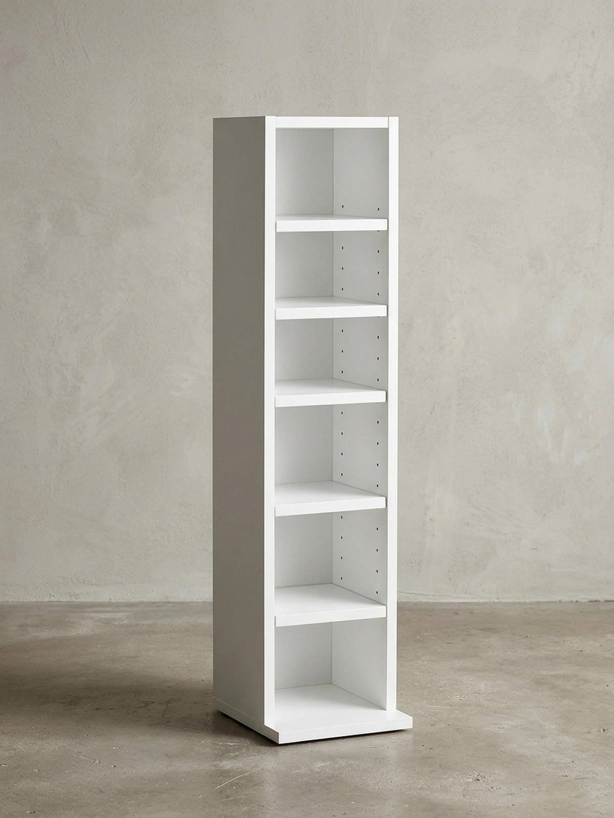 WANDREGAL – 6 Fächer, weiß, schmal, freistehend, 21x91x25,5 cm - Weiß, Holz (21/91/20cm) - KADIMA DESIGN