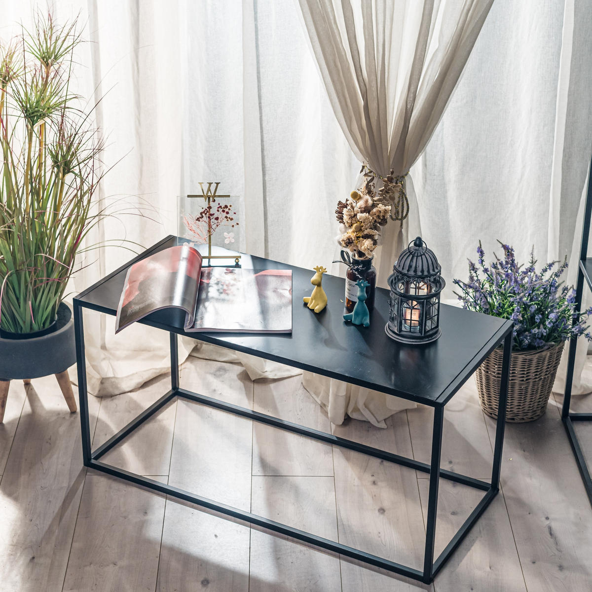 COUCHTISCH Rechteckig Schwarz 90 x 40 x 45 cm - Schwarz, Metall (40/90/45cm) - Nordlys