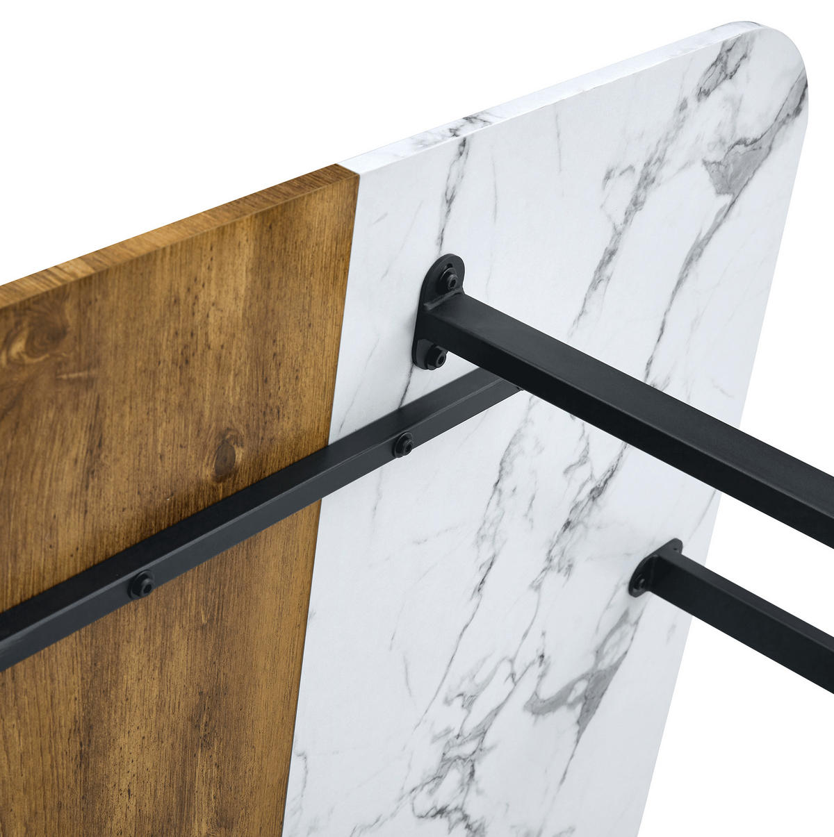 ESSTISCH aus MDF 153x100x79 cm Naturholz mit Metallgestell, pflegeleichte Oberfläche und 6 passenden Stühlen - Braun, Holzwerkstoff (153/100/79cm) - Modfu