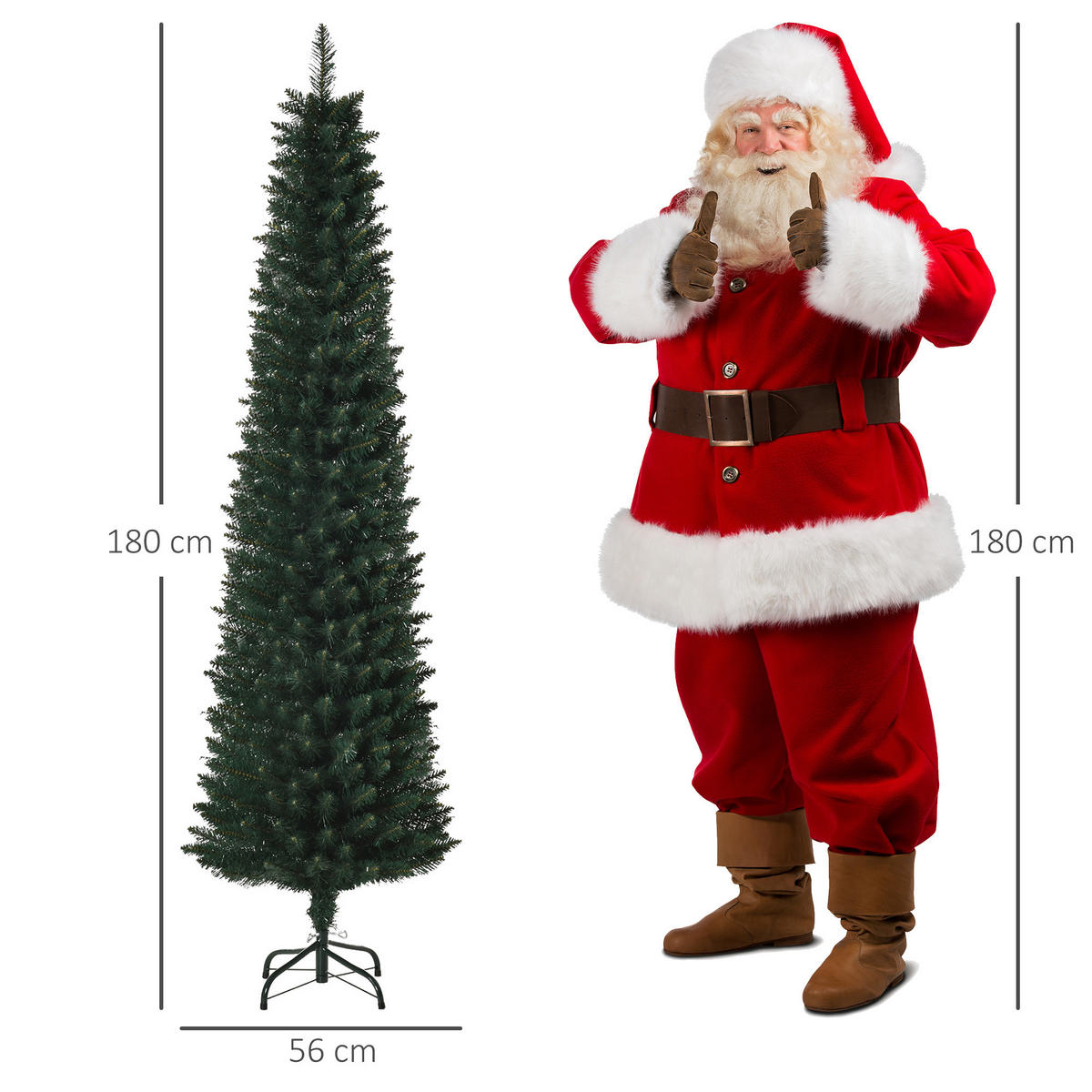 WEIHNACHTSBAUM 180 cm, stabile Basis, Grün - Grün, Kunststoff (180cm) - HOMCOM