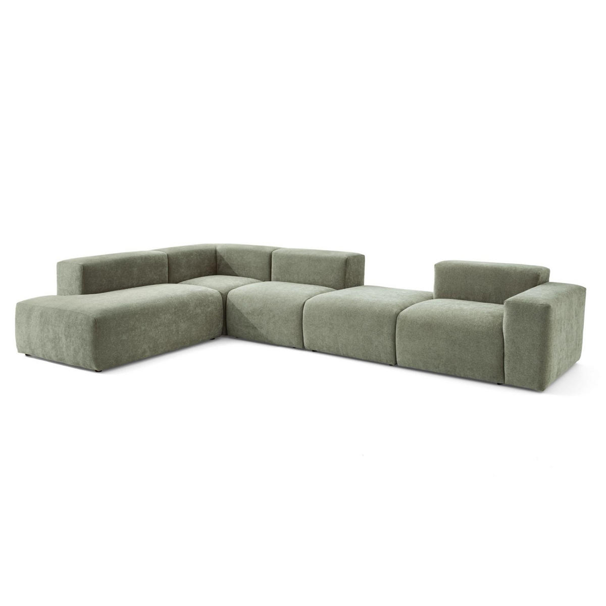 5-SITZER modulares Ecksofa HEAVEN SET 5 Links, Breite 380 cm Webstoff Grün - Schwarz/Grün, Holz/Kunststoff (380/245cm) - Muffo