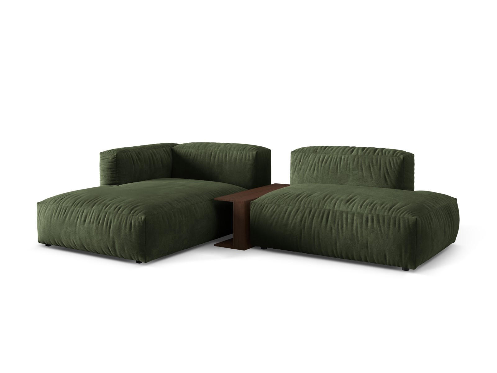 ECKSOFA modular links Martina aus Samt grün 2 Sitzplätze - Grün, Textil (176/285cm) - Micadoni