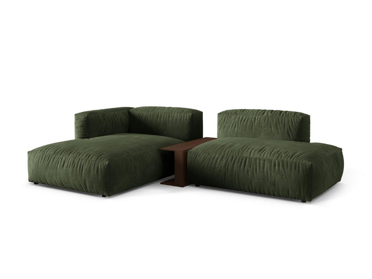 ECKSOFA modular links Martina aus Samt grün 2 Sitzplätze - Grün, Textil (176/285cm) - Micadoni