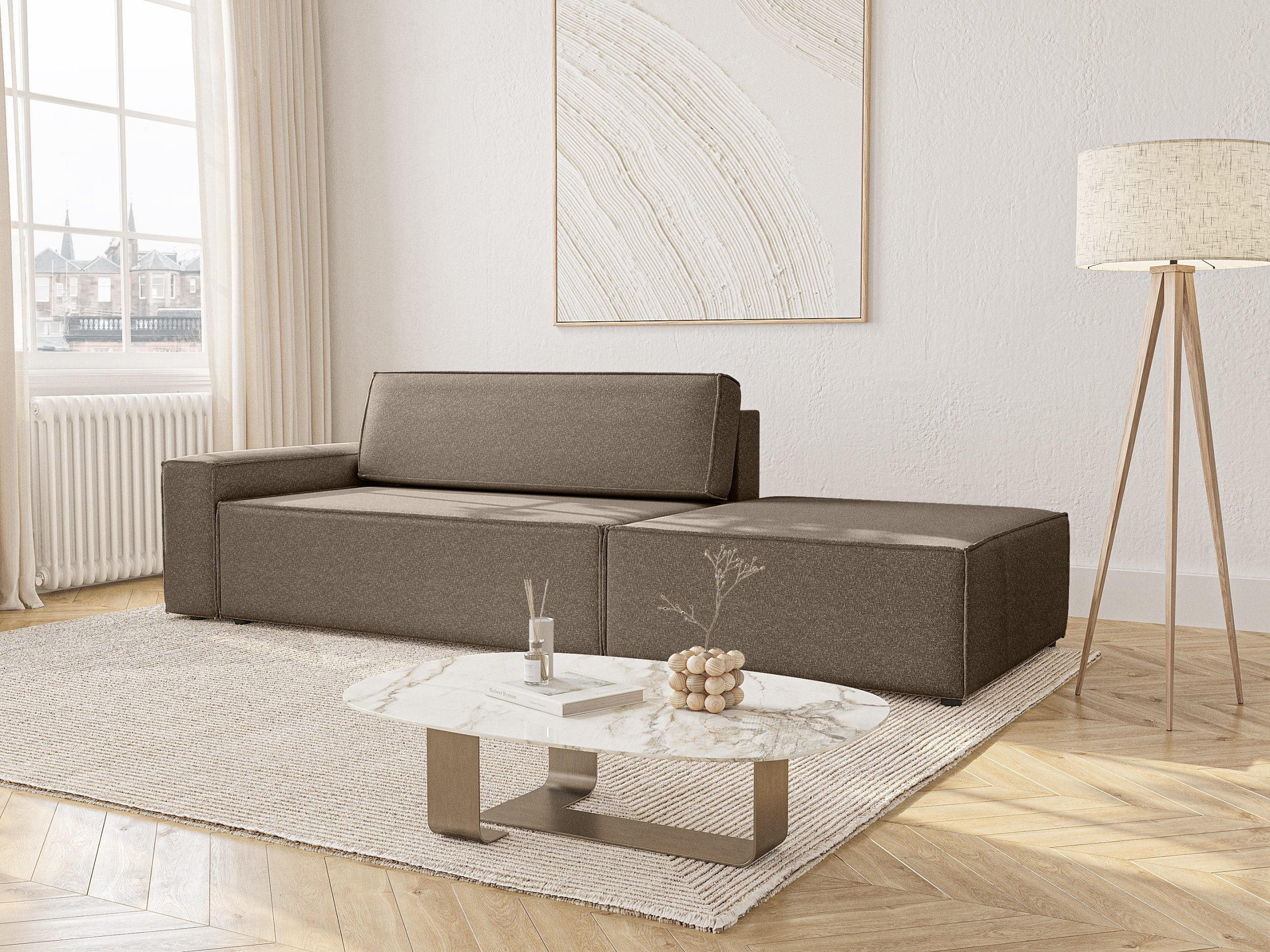 Thumbnail - Fedve Schlafsofa, Braun, Textil, L-Form, 263x70x100 cm, Wohnzimmer, Sofas & Couches, Schlafsofas