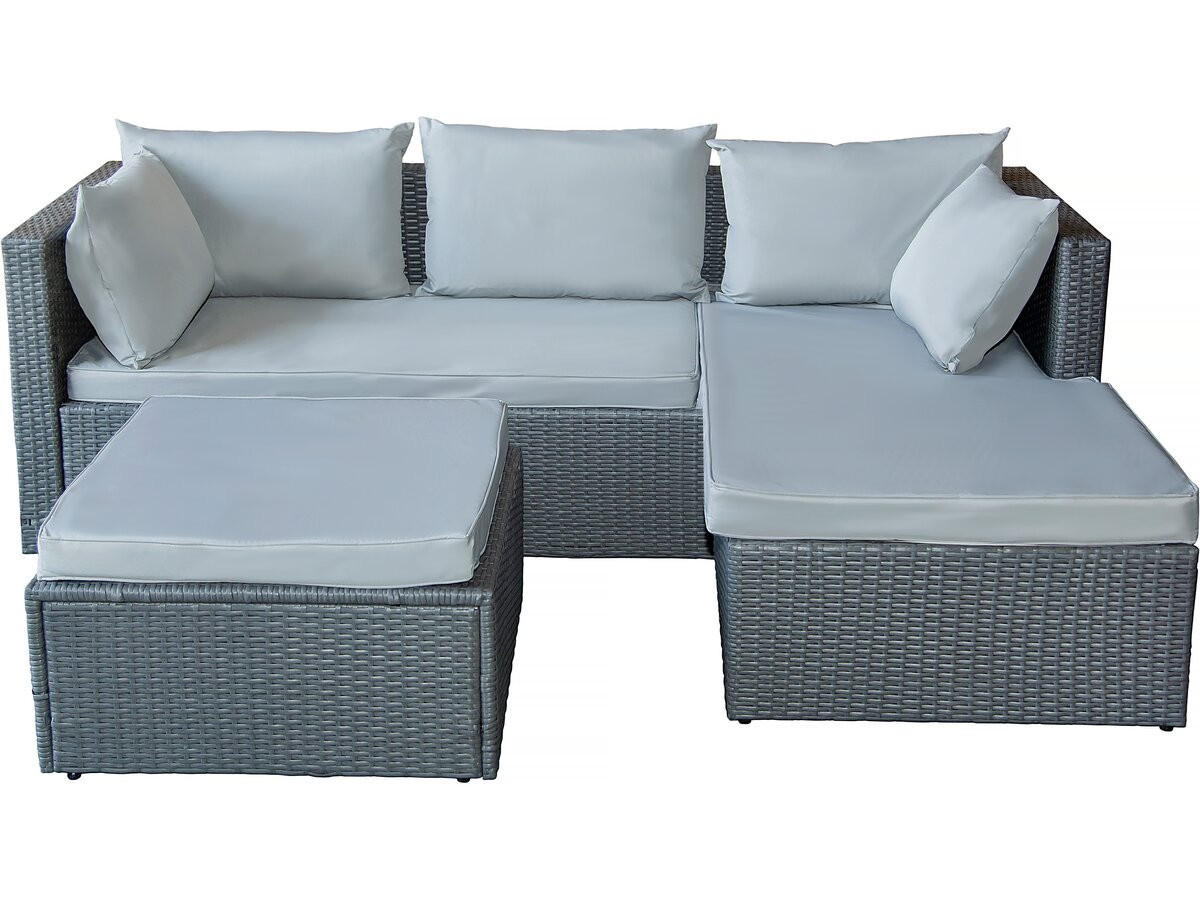 GARTENSITZGRUPPE diya Grau - Hellgrau, Kunststoff - Habitat Garten