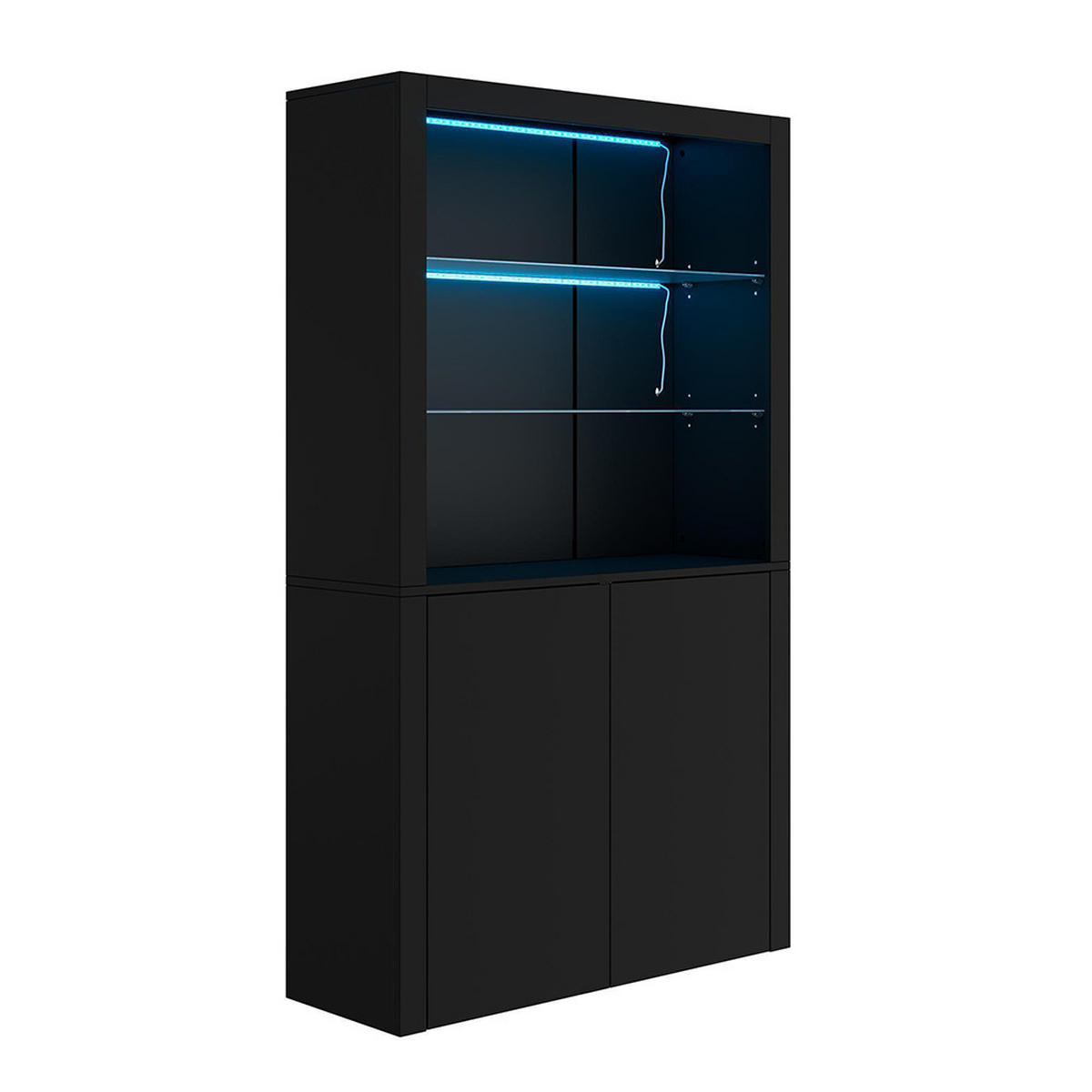 VITRINE 100x35x170cm in Schwarz - Schwarz, Holzwerkstoff (35/170/100cm) - KOMHTOM