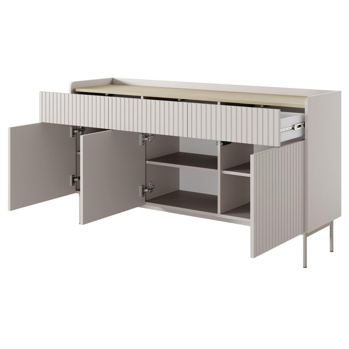 SIDEBOARD Liwelo Greige 153 cm - Taupe, Holzwerkstoff/Metall (153/82.2/38cm) - Selsey