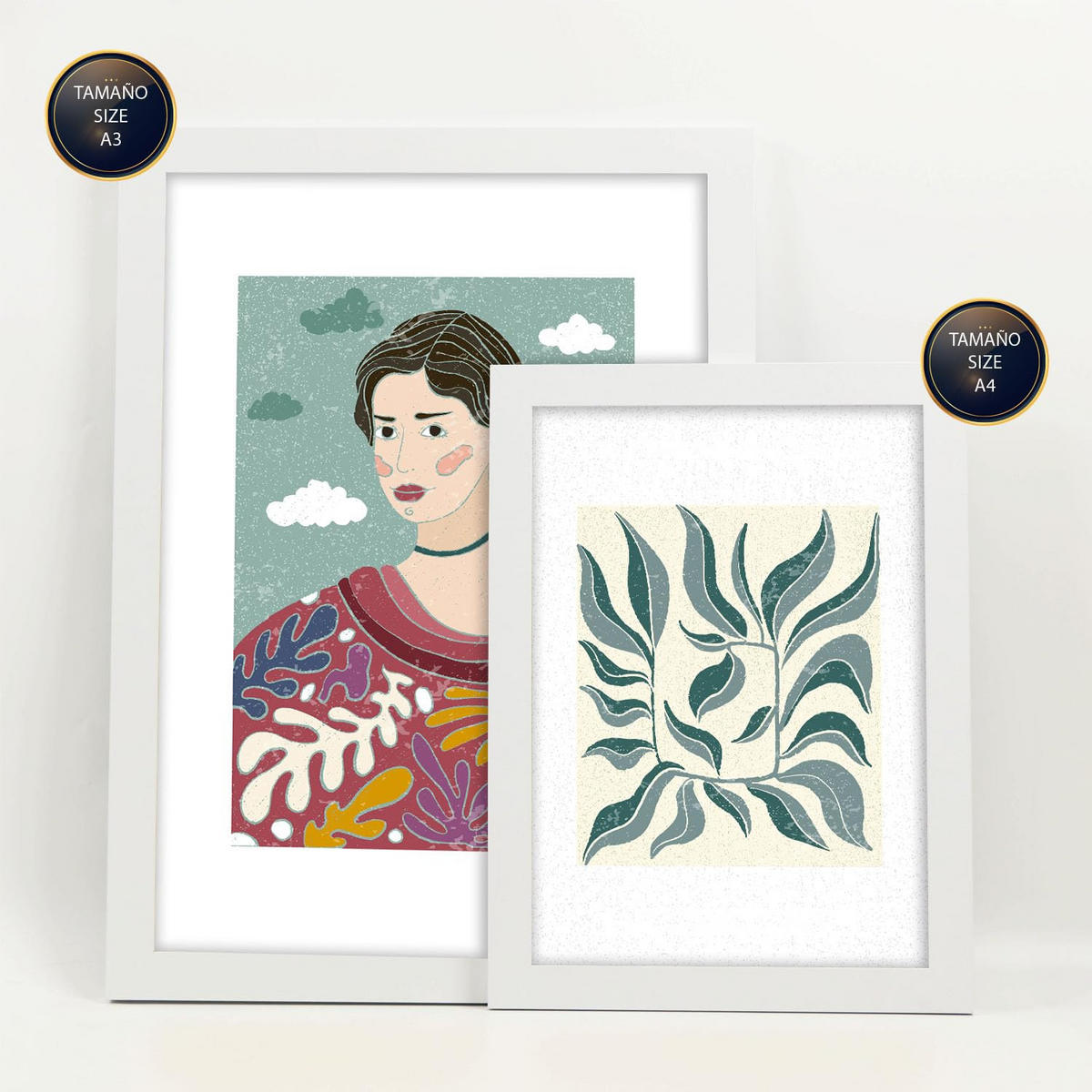 POSTER Set Mit 6 Drucken Blüten In Der Sammlung Von Ethnischenen Ästhetische Dekorative Rahmen Für Ihr Zuhause Wandkunstdruck A3 & A4 Weißer Rahmen - Weiß, Papier (29/3cm) - Nacnic