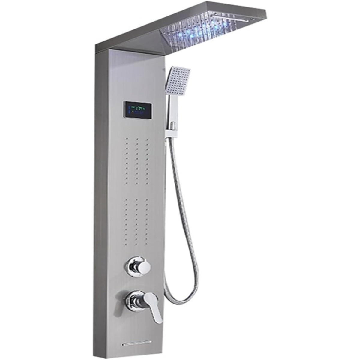 DUSCHPANEEL LED Edelstahl 8011 Nickel gebürstet - Nickelfarben, Kunststoff/Metall (20/114/46.5cm) - Kaket