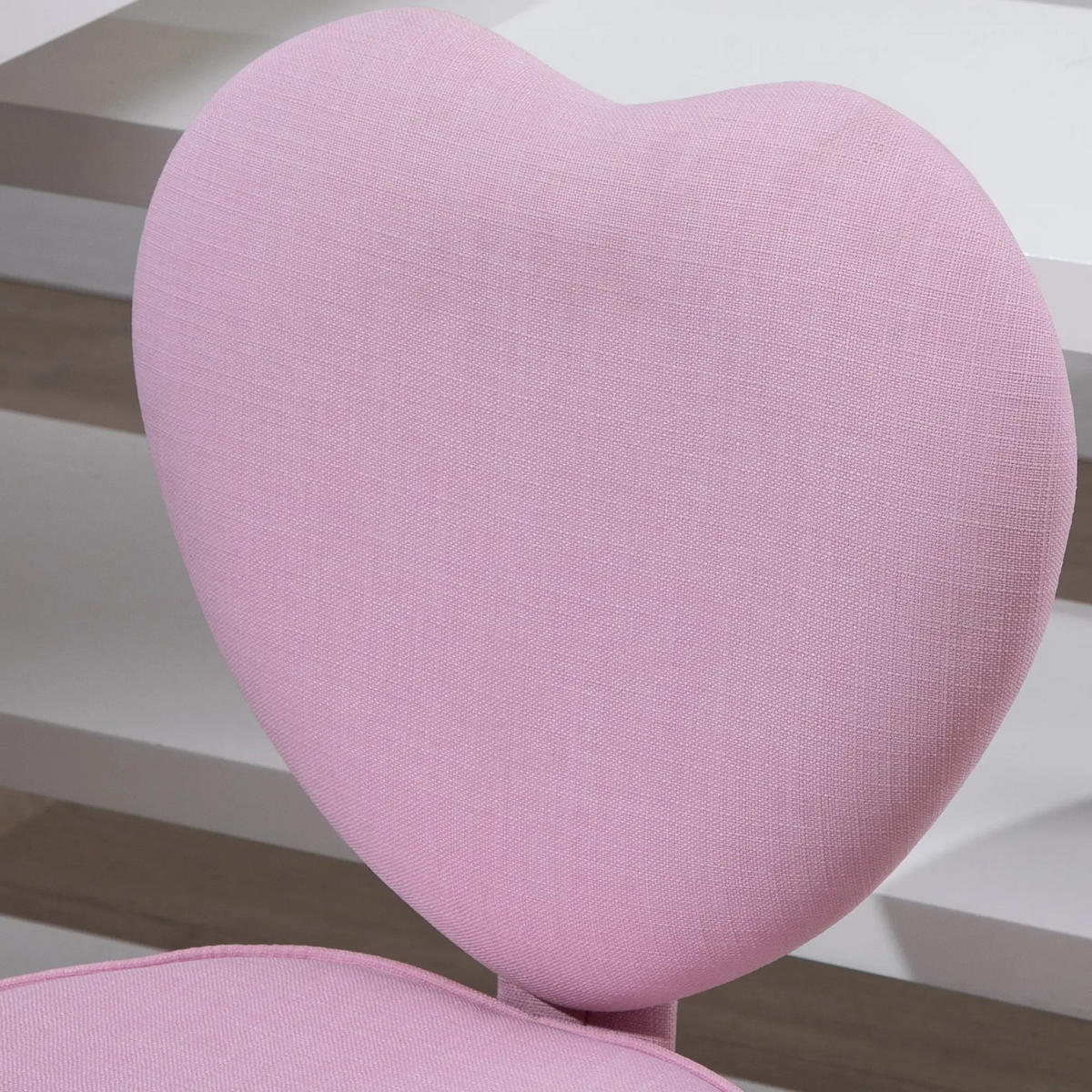 DREHSTUHL Rosa, Herzform, Leinen, ergonomisch - Pink, Metall (50/89/40cm) - SHOPENTRA
