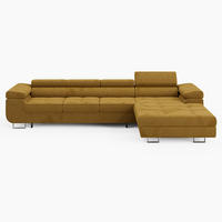 ECKSOFA VEMO CORE PLUS Rechts Gelb Velours-Stoff mit Schlaffunktion und Bettkasten - Gelb, Holz/Metall (350/205cm) - Barchello