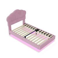 KINDERBETT 90/200 cm DE-01825, in Rosa, mit Wolken-Kopfteil und LED - Pink, Metall (90/200cm) - ComfortXL