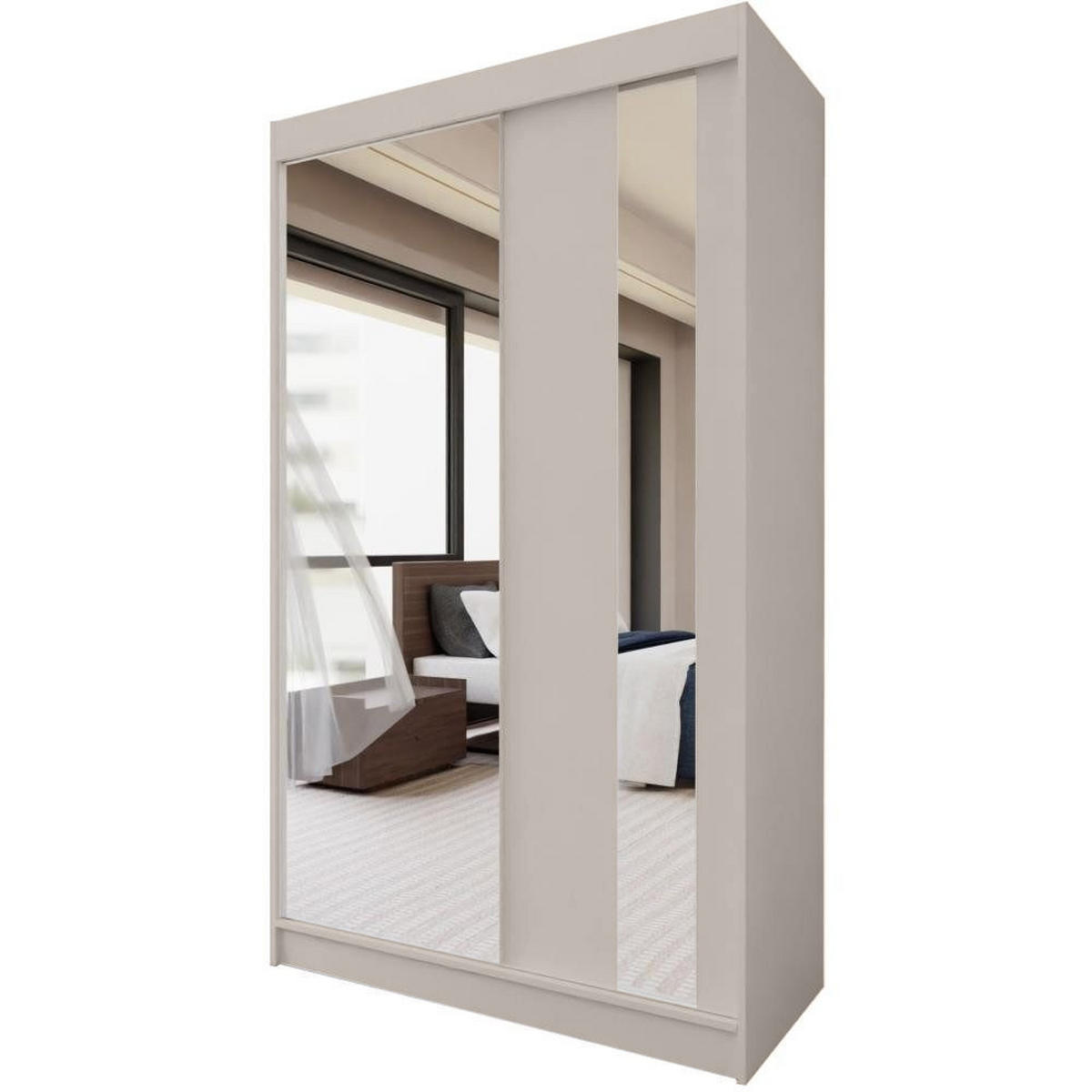 SCHWEBETÜRENSCHRANK Gaja 120/216/61 kaschmir mit Spiegel - Kaschmir, Holzwerkstoff (120/216/61cm) - Beautysofa