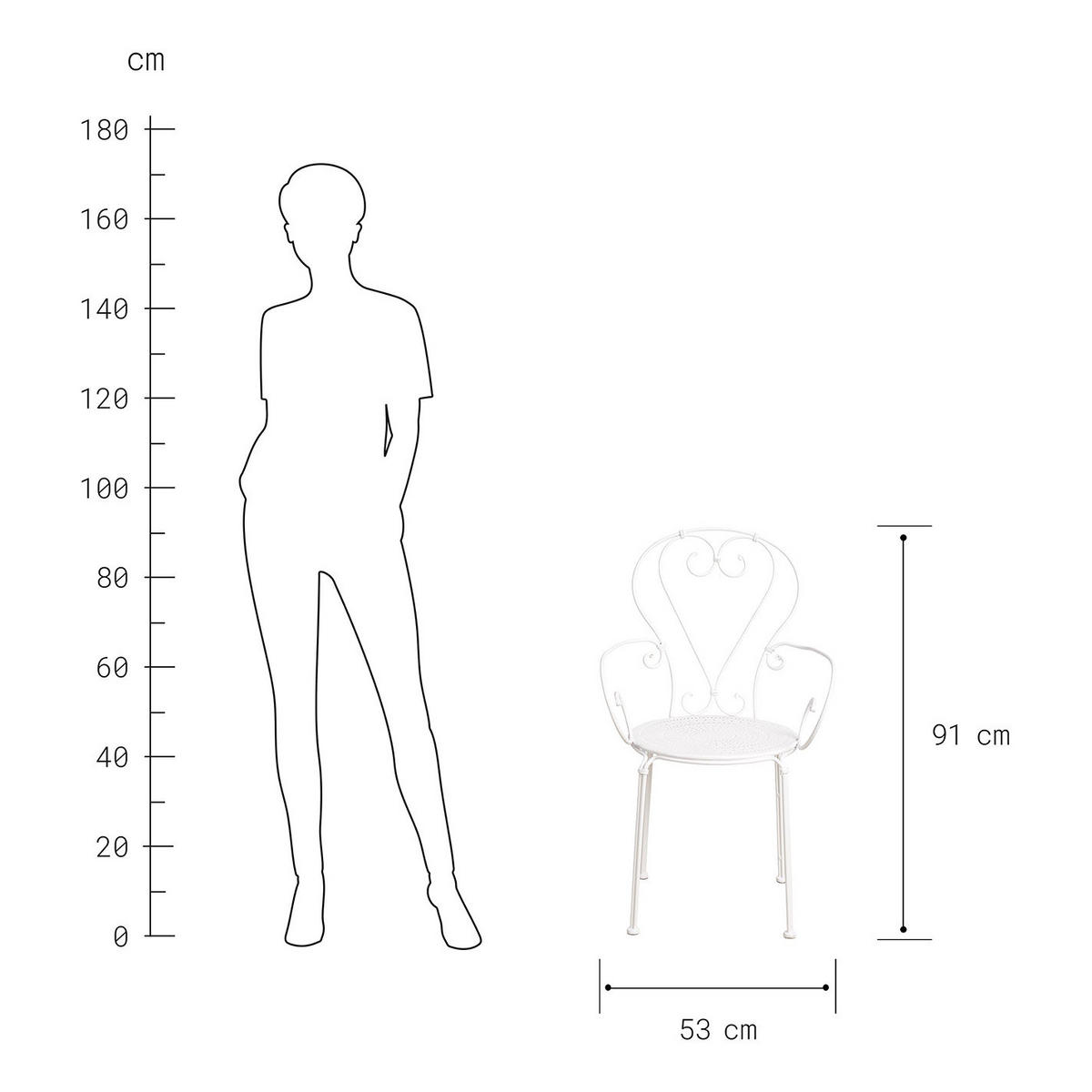 GARTENSTUHL Century - Weiß, Metall (53/91/49cm) - BUTLERS