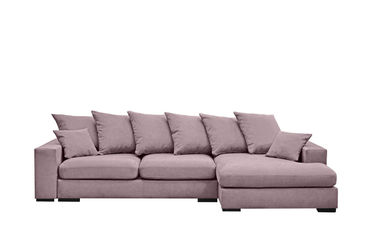 ECKSOFA Mit Schlaffunktion Und Bettkasten Couch L-form Gabon Stoff Riviera Rechts Lila - Lila, Holz (285/155cm) - Kaiser Möbel