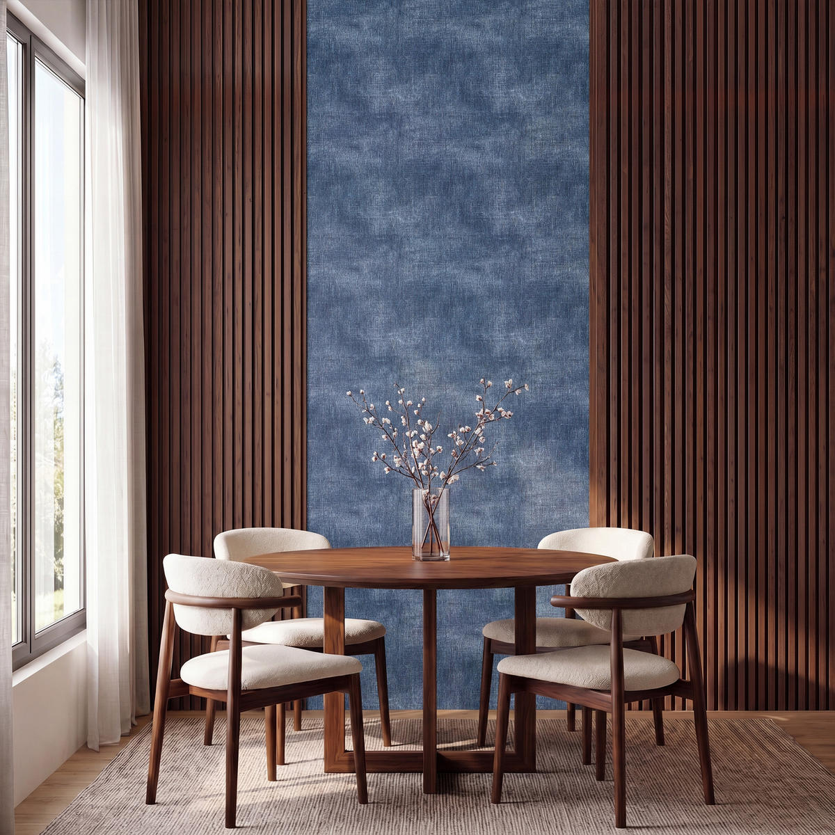 TAPETE - Leinen - Textur - Muster - Denim - Rustikal - 120x300 cm - Blau, Papier (120/300cm) - OnlyWow