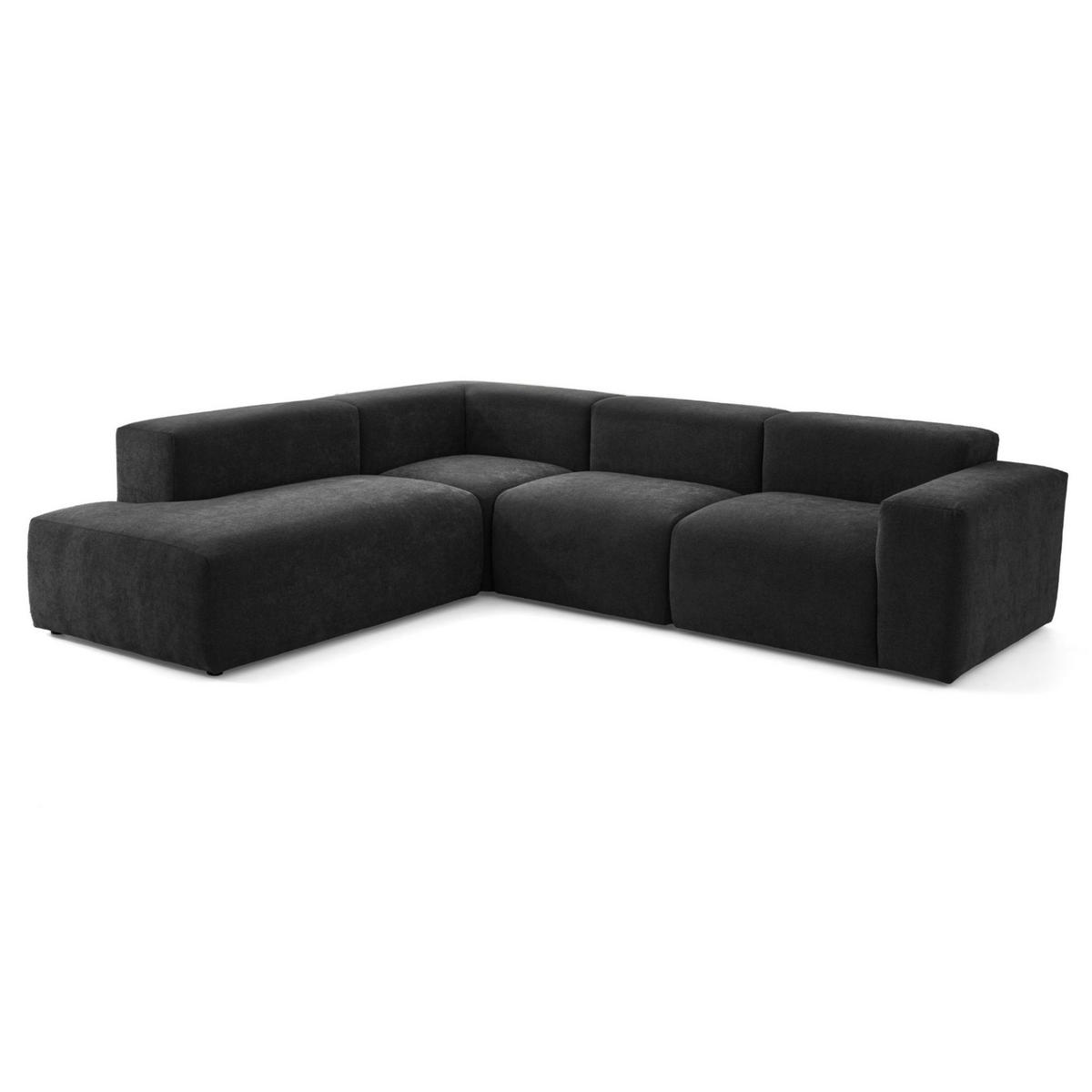 4-SITZER modulares Ecksofa HEAVEN SET 2 Links, Breite 300 cm Webstoff Schwarz - Schwarz, Holz/Kunststoff (300/245cm) - Muffo