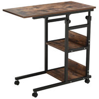 SCHREIBTISCH mit Rollen höhenverstellbar Beistelltisch 80x40 cm - Braun, Holzwerkstoff (40/80/82cm) - Gisaae