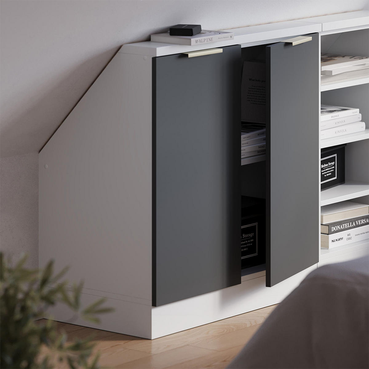 ŠIKMÁ SKŘÍŇ Rion Antracitově zlatý - antracitová, kompozitní dřevo (80/81.6/46cm) - Vicco