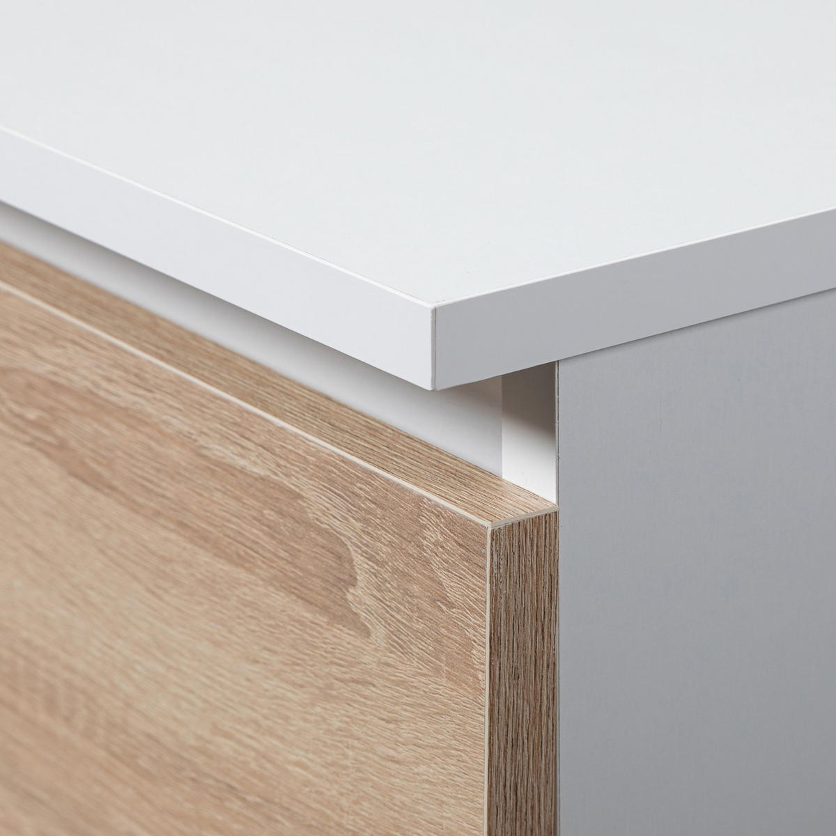 KOMMODE Weiß, Sonoma Eiche 110x35x80 cm - Silberfarben/Weiß, Holzwerkstoff/Kunststoff (110/80/35cm) - Akord
