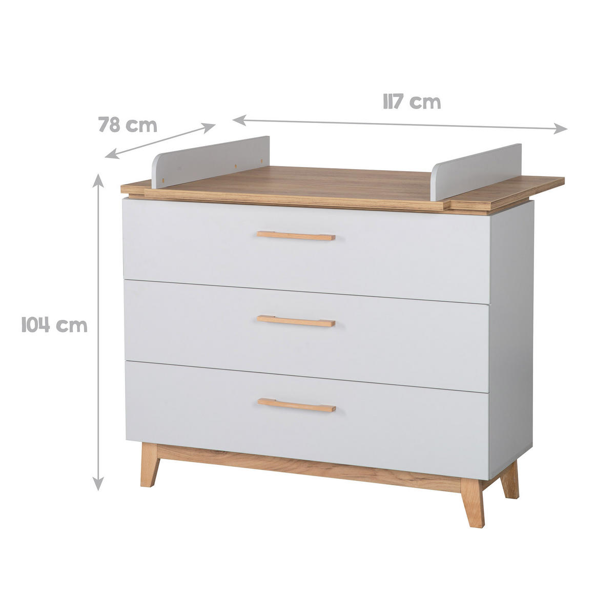 BABYZIMMER-SET Caro I, 3-teilig - Hellgrau, Holzwerkstoff (78/89/144cm) - Roba