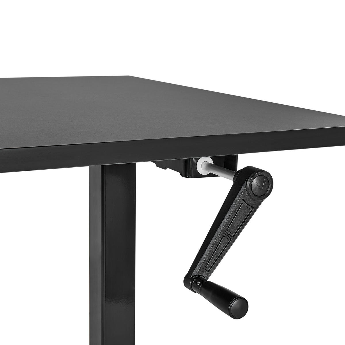 HÖHENVERSTELLBARER SCHREIBTISCH Manuell 160/72 cm Schwarz Destin III - Schwarz, Holzwerkstoff (72/160/74cm) - Beliani