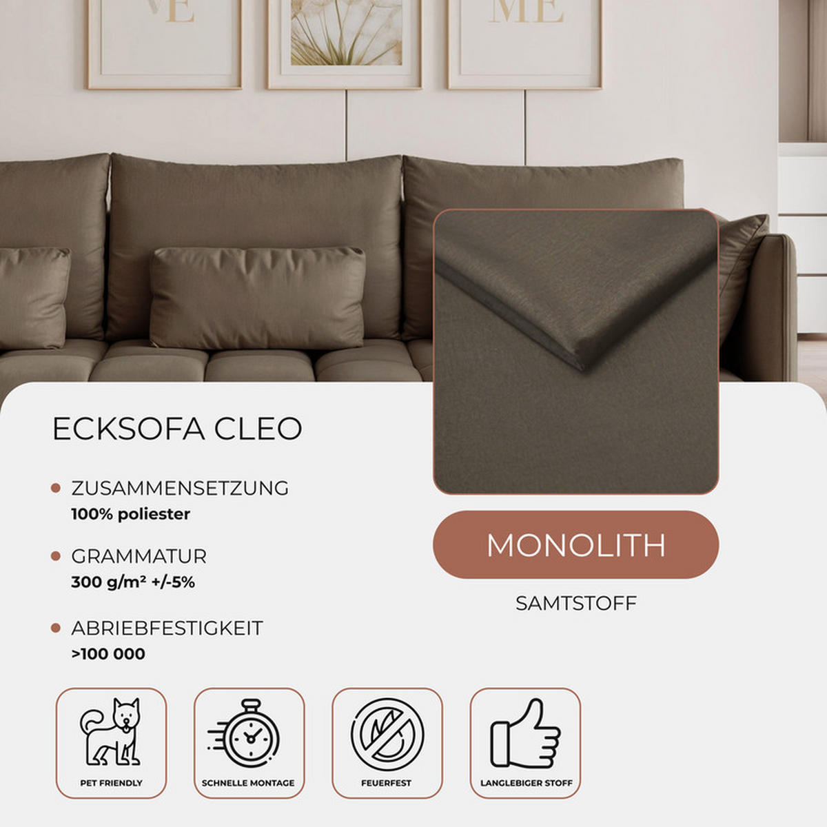 ECKSOFA CLEO mit Schlaffunktion und Bettkasten Braun - Braun, Holzwerkstoff/Kunststoff (245/180cm) - Idohome