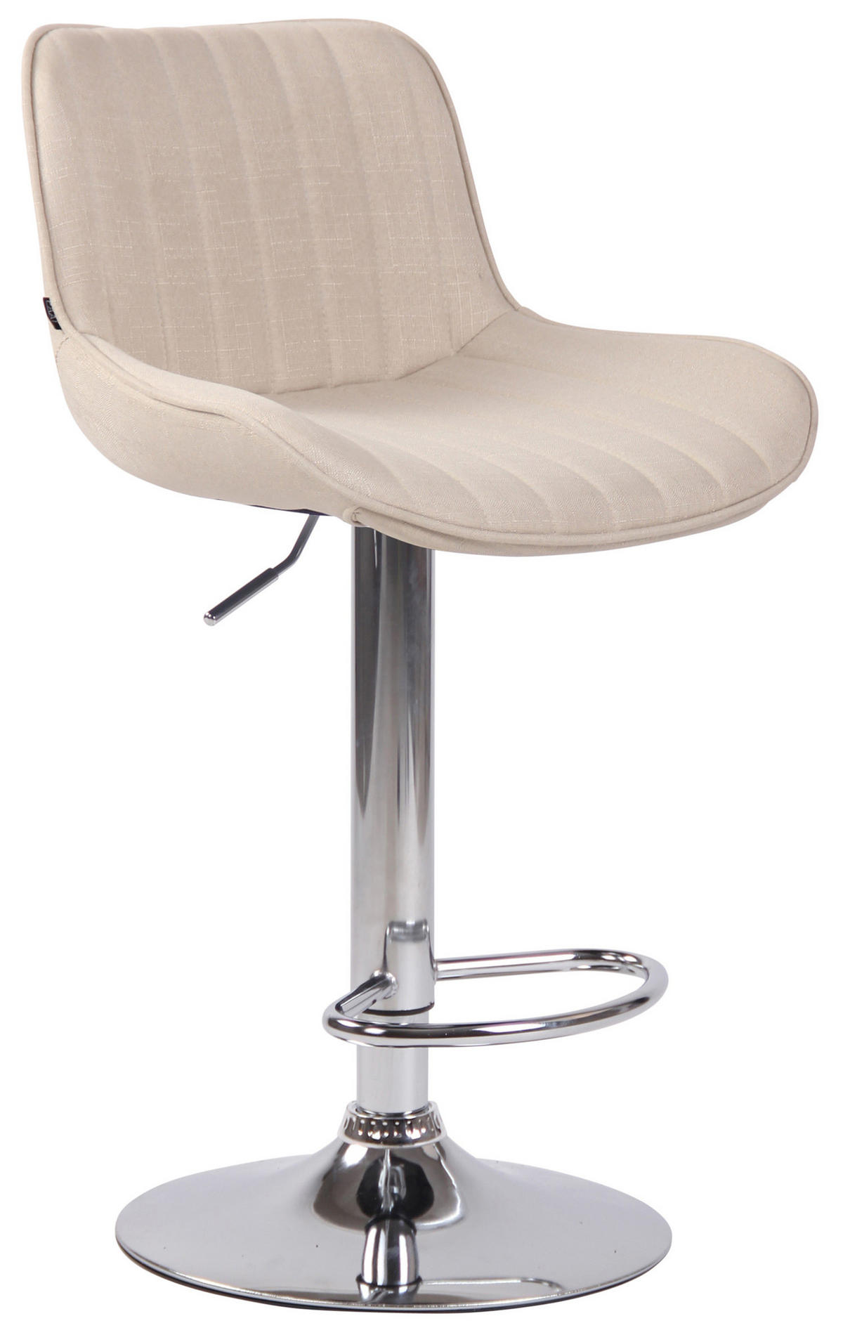 BARHOCKER Lento, Gestell Metall in Chromoptik, Stoff Creme - Chromfarben/Creme, Textil/Metall (50/100/50cm) - TPFLiving