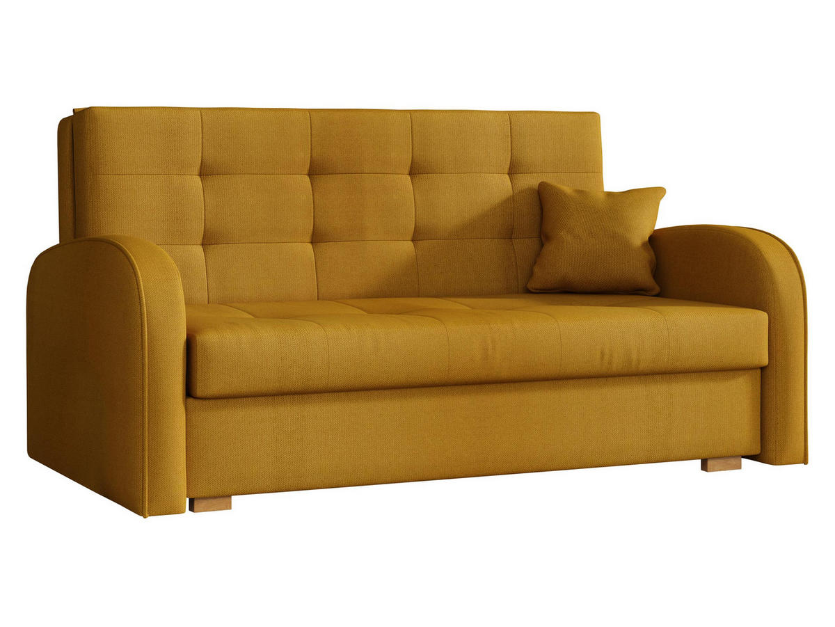 SCHLAFSOFA Viva Gold III - Dunkelgelb/Braun, Holz/Textil (153/85/98cm) - MIRJAN24