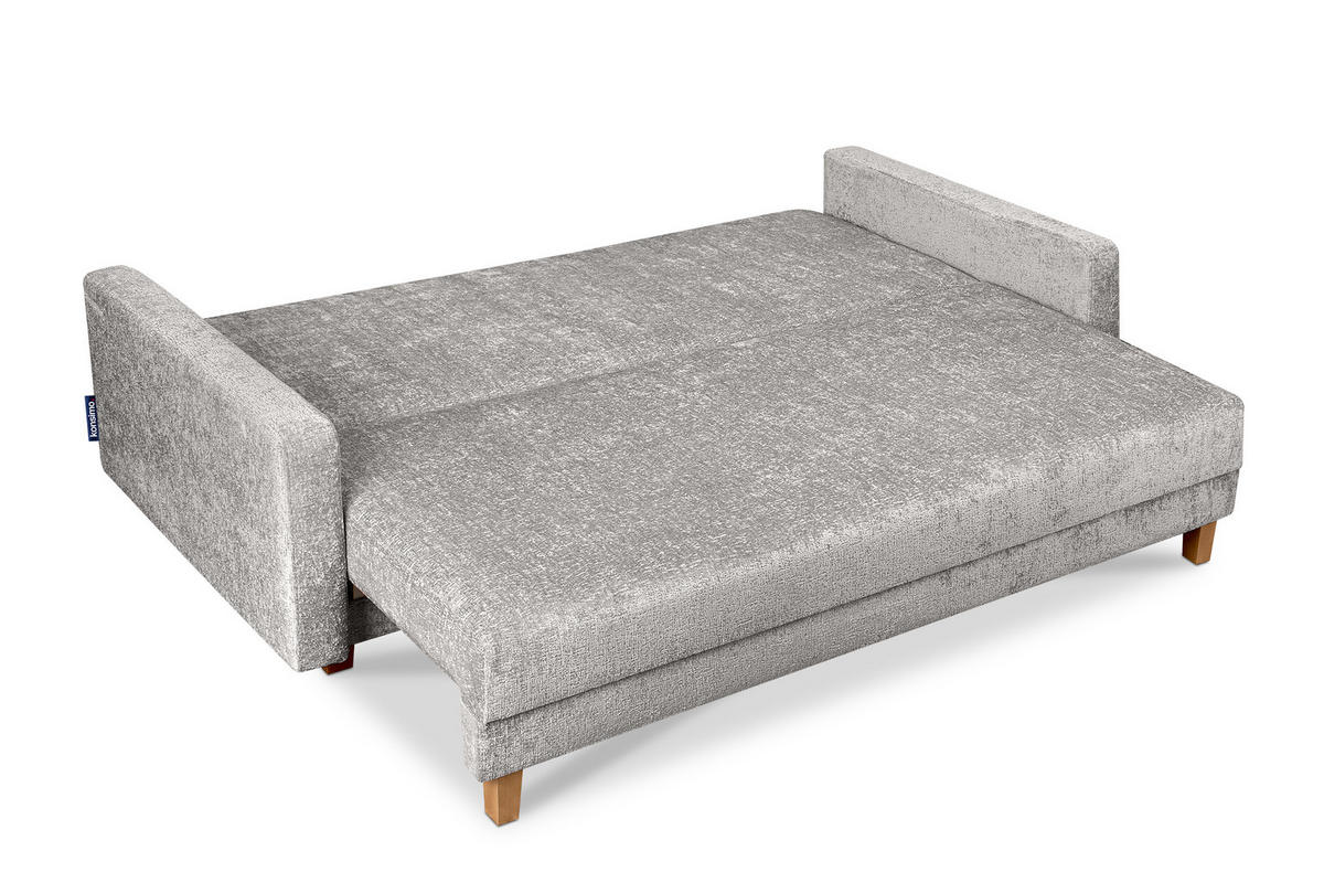 3-SITZER-SCHLAFSOFA ERISO mit weiche Sitzfläche und hohe Rückenlehne, Chenille-Stoff, Silber - Silberfarben/Braun, Textil (220/80/100cm) - KONSIMO®