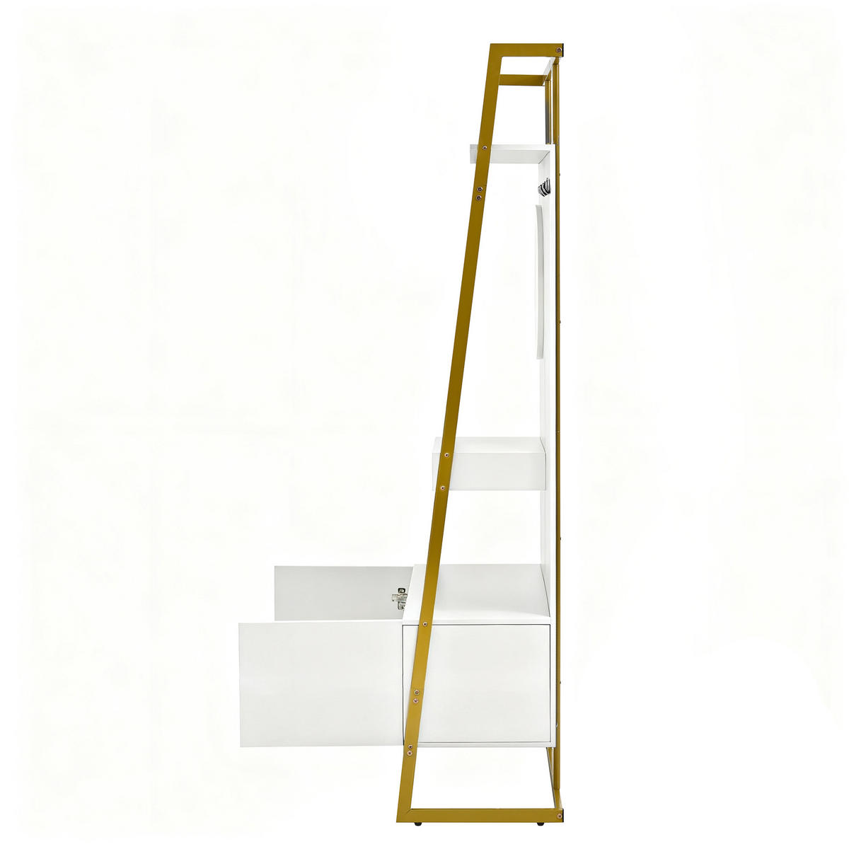GARDEROBE-SET in Weiß und Gold mit Spiegel und Schuhbank für Eingangsbereich und Flur, B78/T38.5/H180.5 cm - Goldfarben/Weiß, Glas/Holzwerkstoff (78/180.5/38.5cm) - STILVORA