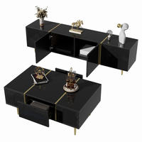 SIDEBOARD mit Hochglanz-Oberfläche und goldenen Akzenten Schwarz - Goldfarben/Schwarz, Holzwerkstoff/Metall (170/46/35cm) - EVRYAE