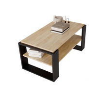 COUCHTISCH Holzwerkstoff rechteckig stabil Sonoma Eiche 42/54/96cm - Schwarz/Sonoma Eiche, Holzwerkstoff (53.8/96/42cm) - CraftPAK