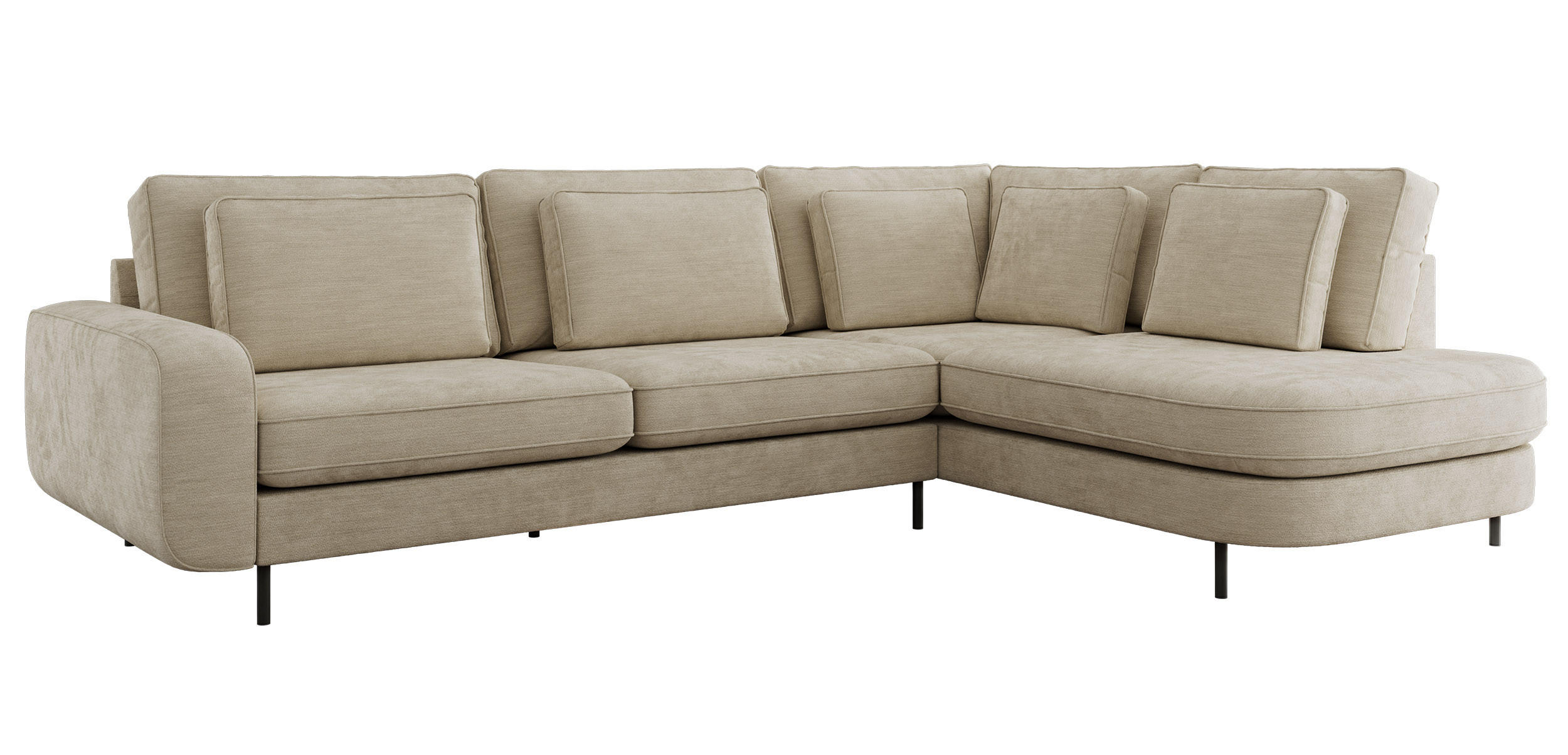 ROHOVÁ SEDAČKA CALENO L - Béžová Hrubě tkaná žinylka - Levá Strana - černá/béžová, kov/textil (317/225cm) - MKS