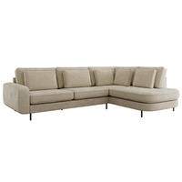 ROHOVÁ SEDAČKA CALENO L - Béžová Hrubě tkaná žinylka - Levá Strana - černá/béžová, kov/textil (317/225cm) - MKS