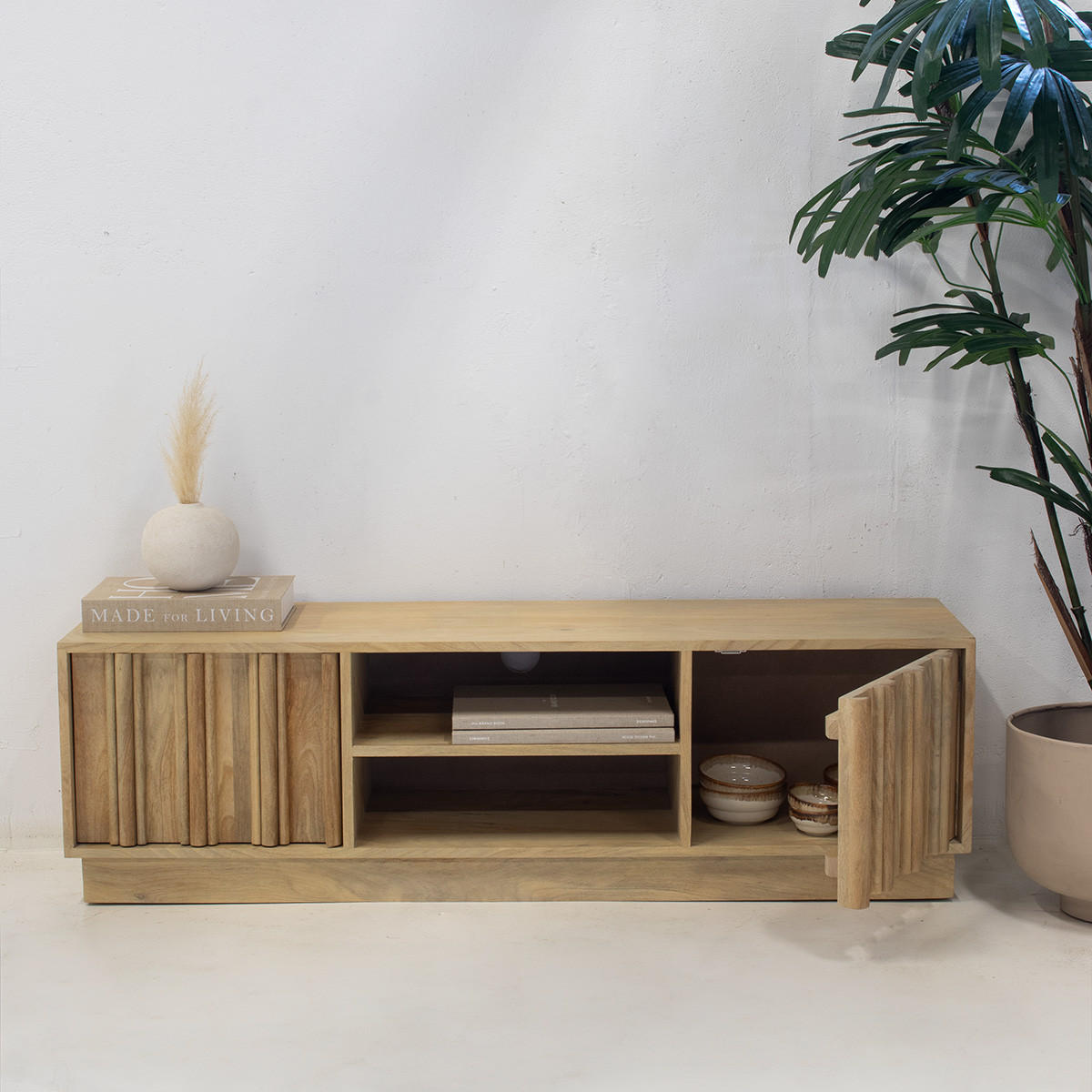 TV-SCHRANK aus Mangoholz 135x35x40cm, natur - Braun, Holz (135/40/35cm) - Giga Meubel