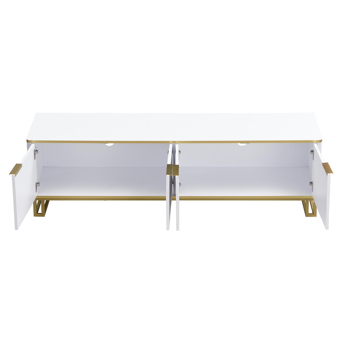 TV-SCHRANK mit 4 Türen 160 x 37,5 x 48 cm Weiß MDF - Weiß, Holzwerkstoff (37.5/48/160cm) - Beauniv