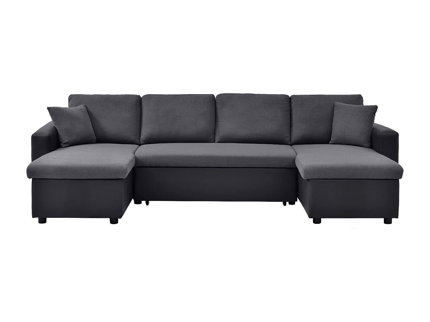 SCHLAFSOFA - 5 Personen - stoff - schwarz, anthrazitgrau Gazur - Schwarz, Textil (288/85/146cm) - Vente-Unique
