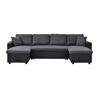 SCHLAFSOFA - 5 Personen - stoff - schwarz, anthrazitgrau Gazur - Schwarz, Textil (288/85/146cm) - Vente-Unique