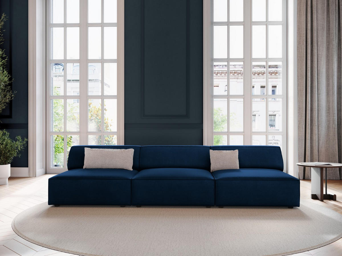 SOFA Jodie aus Samt königsblau 3 Sitzplätze - Blau, Textil (240/70/102cm) - Micadoni
