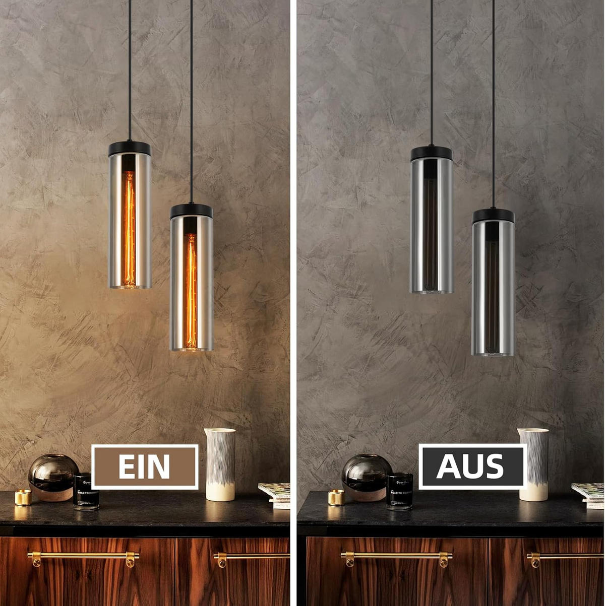 KRONLEUCHTER Morgenar 10.0/10.0/158.0 cm - Schwarz, Glas (158/10/10cm) - ZMH