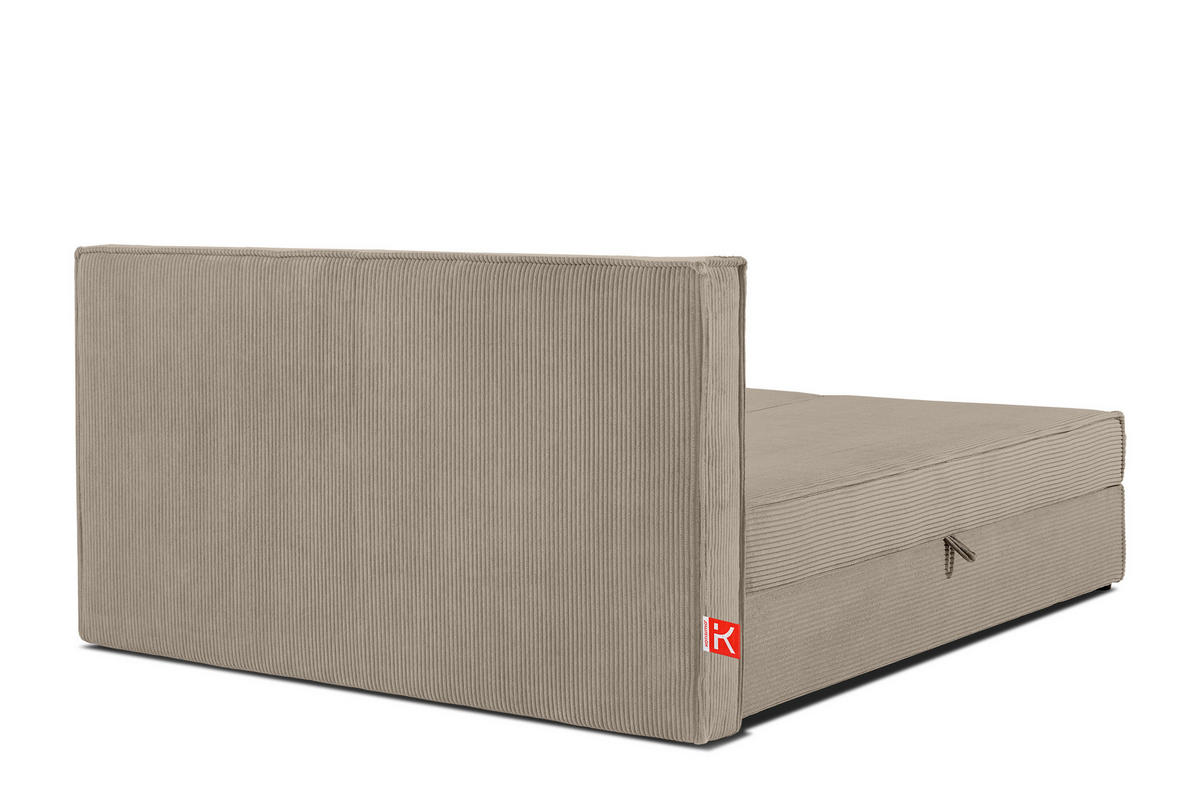 BOXSPRINGBETT ROTI mit Stauraum, beige - Beige/Schwarz, Holz/Holzwerkstoff (160/200cm) - KONSIMO®
